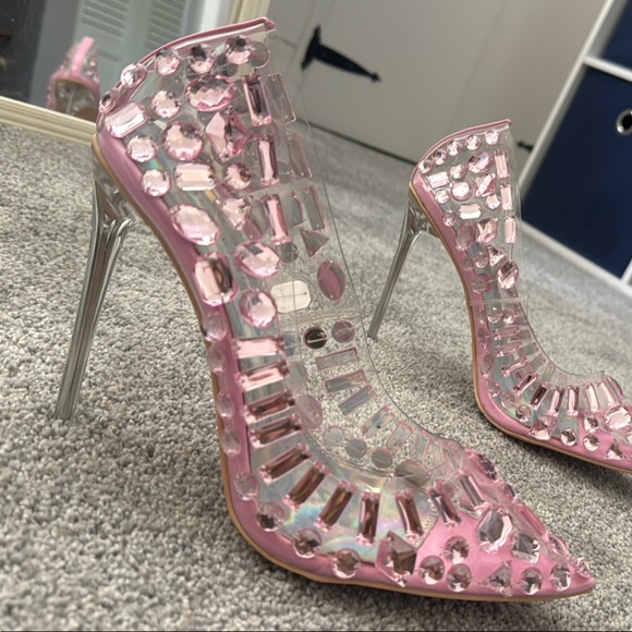 Pink Azalea Wang Rhinestone Heels - Picture 2 of 2